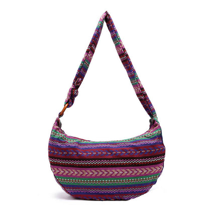 Mythstone Cotton Stripes Print Crossbody Bag Shoulder Bag