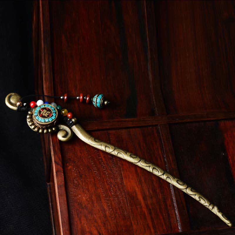 Mythstone Tibetan Turquoise Agate Protection Hairpin Decorations