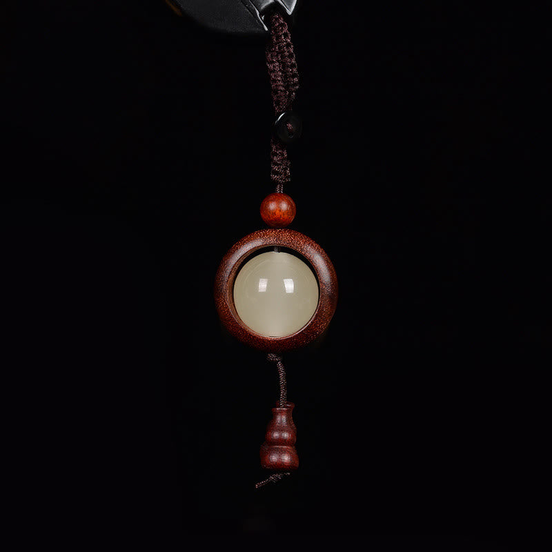 Mythstone Red Sandalwood Ebony Wood Green Sandalwood Luminous Lucky Bead Gourd Peace Key Chain