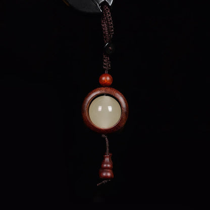 Mythstone Red Sandalwood Ebony Wood Green Sandalwood Luminous Lucky Bead Gourd Peace Key Chain