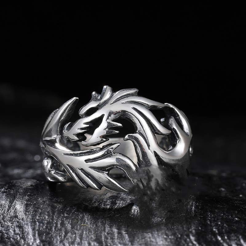 Mythstone Dragon Pattern Protection Strength Adjustable Ring