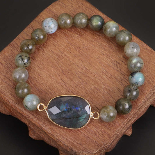 MythStone Natural Labradorite Moonstone Support Healing Beaded Bracelet