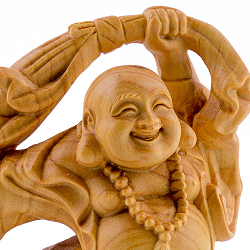 Mythstone Laughing Buddha Boxwood Prosperity Home Decoration