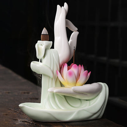 Mythstone Tibetan Lotus Blessing Incense Burner Decoration