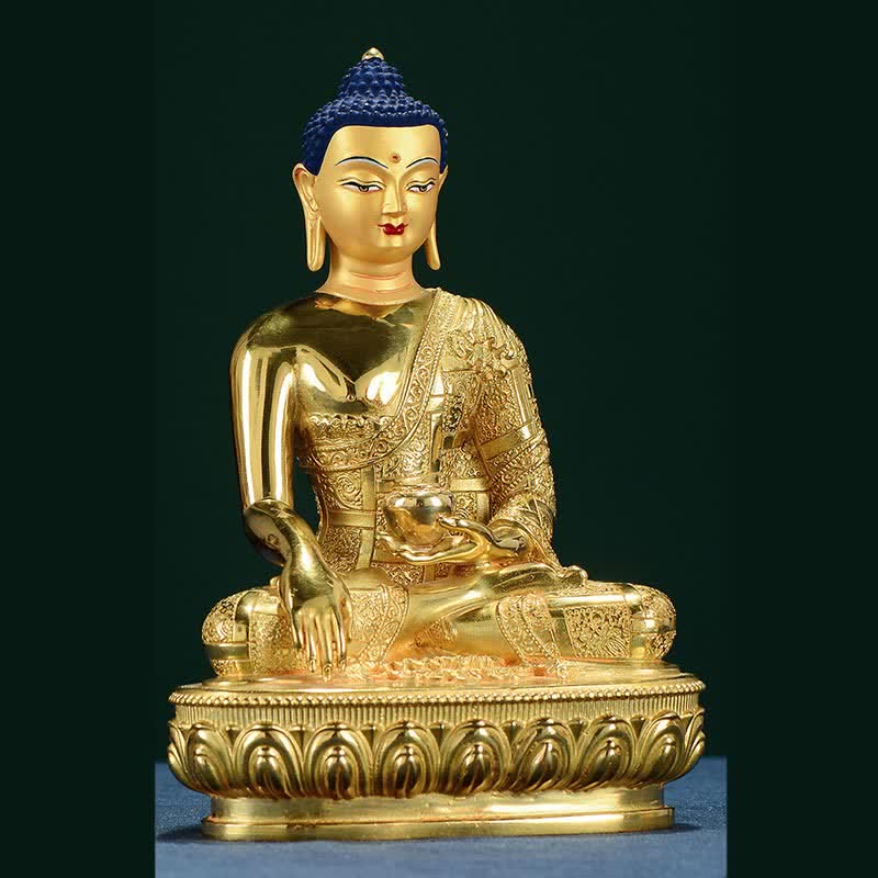 Mythstone Buddha Shakyamuni Figurine Enlightenment Copper Statue Home Offering Decoration