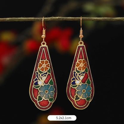 Mythstone Lotus Butterfly Flower Alloy Copper Enlightenment Drop Earrings