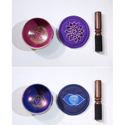 Mythstone Tibetan Sound Bowl Handcrafted for Chakra Healing and Mindfulness Meditation Singing Bowl Set