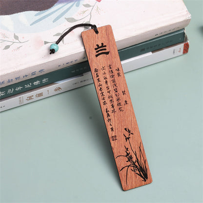 Mythstone Plum Orchid Bamboo Chrysanthemum Wood Bookmarks With Gift Box