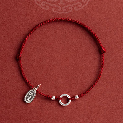 Mythstone 925 Sterling Silver Lucky Fortune Peace Joy Lotus Peace Buckle Red String Bracelet