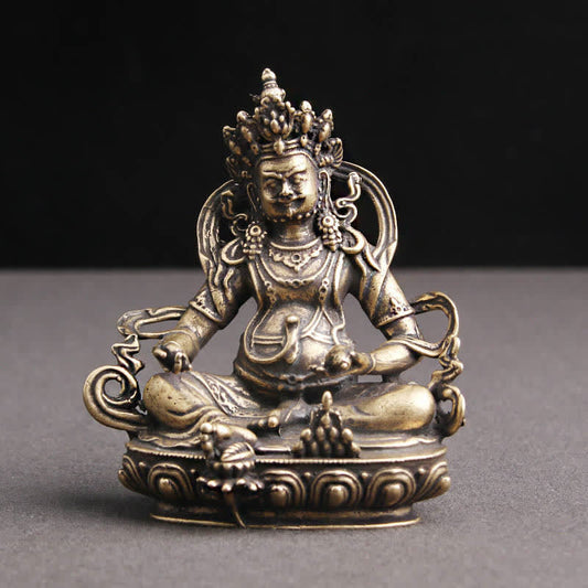 Mythstone Yellow Jambhala Bodhisattva Figurine Serenity Copper Statue Decoration