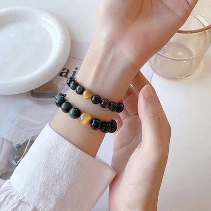 Pulsera de amor positivo con obsidiana arcoíris y ojo de tigre natural Mythstone