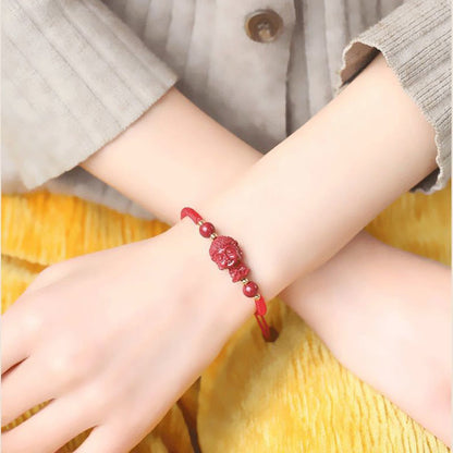 Mythstone Chinese Zodiac Natal Buddha Cinnabar Amulet Blessing String Bracelet