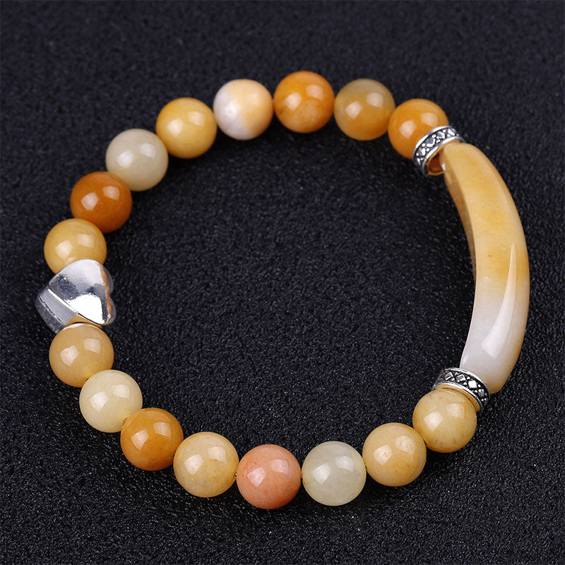 Mythstone Natural Crystal Beads Unisex Heart Bracelet