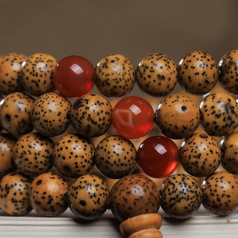 Mythstone 108 Mala Beads Bodhi Seed Red Agate Auspiciousness Bracelet