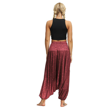 Mythstone Boho Feather Yoga Pants Hippie Harem Trousers Sports Fitness Dance Women's Pants