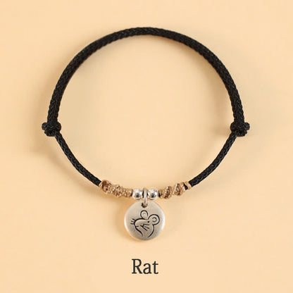 Pulsera trenzada con el signo de la suerte del año del dragón chino hecha a mano en plata de ley 999 de Mythstone 