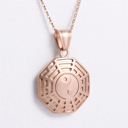 Mythstone Bagua Yin Yang Titanium Steel Balance Necklace Chain Pendant