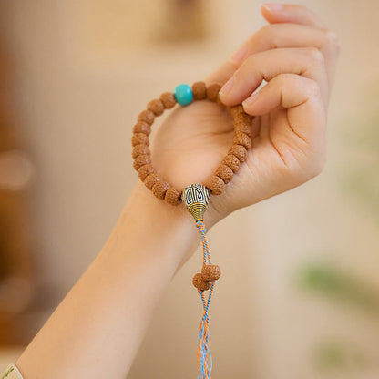 Pulsera de amuleto de la suerte y la riqueza con semillas de Bodhi de Rudraksha del Tíbet Mythstone