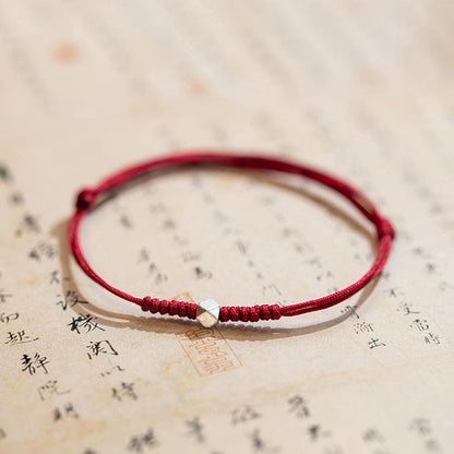 Mythstone 925 Sterling Silver Luck Bead Protection Red String Braided Bracelet