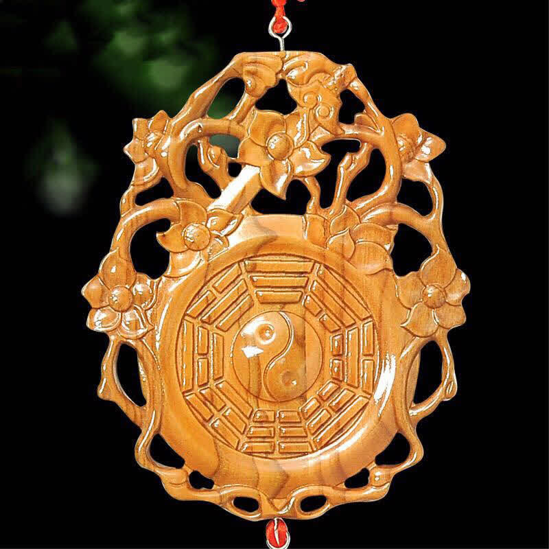 Mythstone Feng Shui Bagua Map Peach Wood Chinese Knotting Balance Energy Map