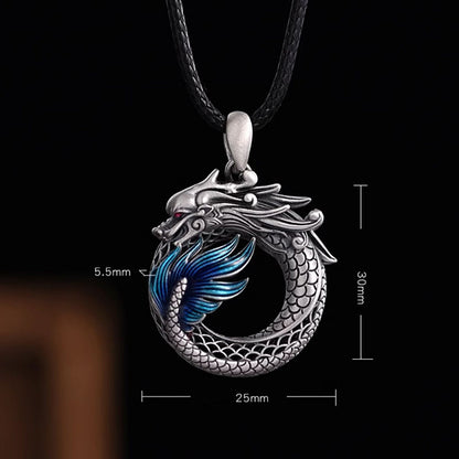 Mythstone 999 Sterling Silver Year Of The Dragon Auspicious Peace Buckle Carved Success Necklace Pendant