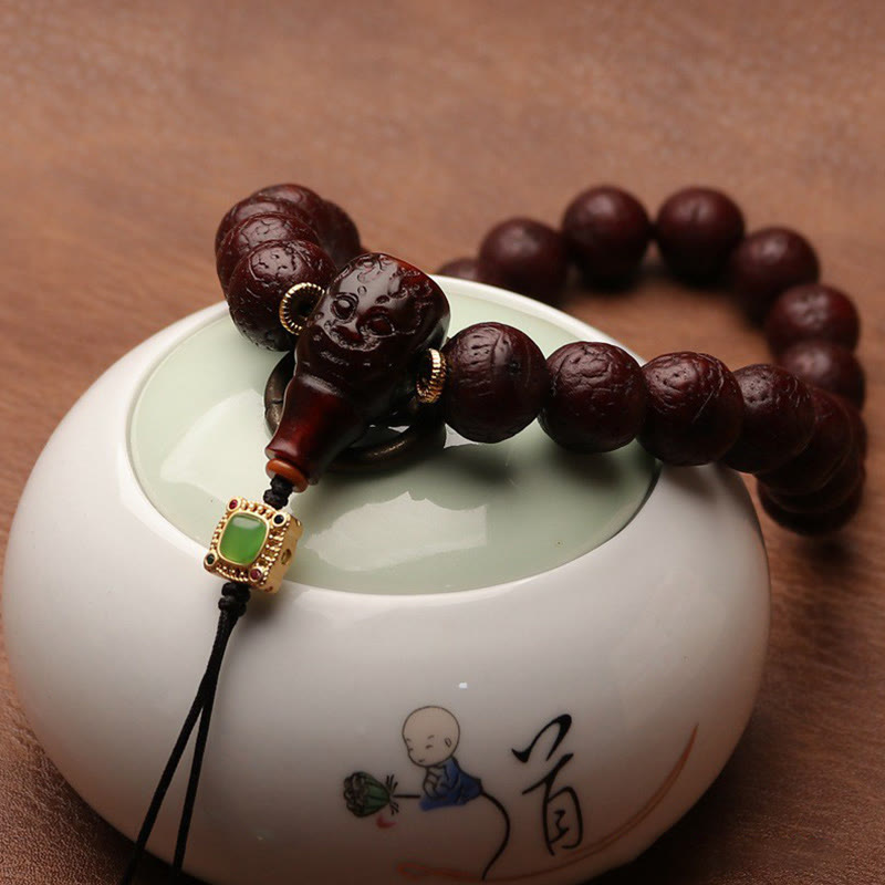 Mythstone Tibetan Bodhi Seed Agate Bead Luck Wealth Tassel Charm Wrist Mala