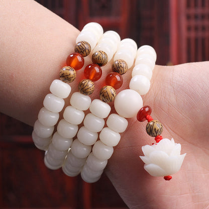 Mythstone White Bodhi Seed Mala 108 Beads Luck Bracelet