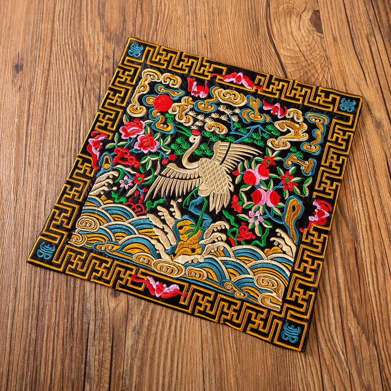 Mythstone Phoenix Dragon Kirin Embroidery Cup Mat Pad Tea Cup Coaster Kung Fu Tea Mat