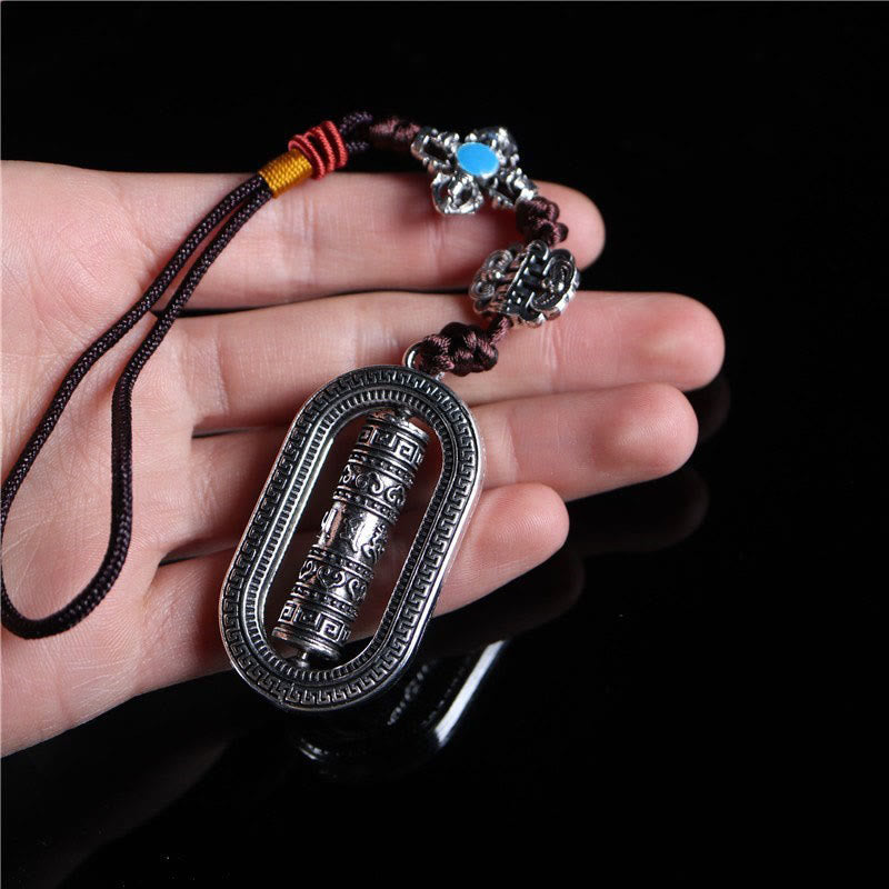 Mythstone Tibet Om Mani Padme Hum Prayer Wheel Peace Rotatable Car Hanging Decoration