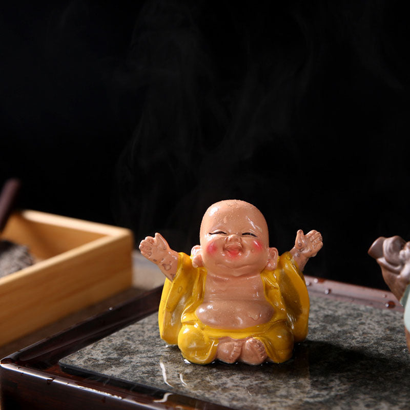 Mythstone Color Changing Laughing Buddha Resin Tea Pet Wealth Home Figurine Decoration