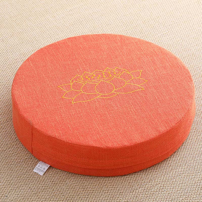 Mythstone Lotus Embroidery Cotton Linen Meditation Seat Cushion