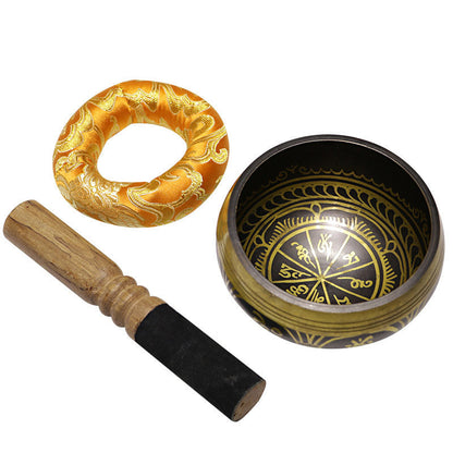 Mythstone Tibetan Meditation Sound Bowl Handcrafted for Healing and Mindfulness Support Protection Singing Bowl Set