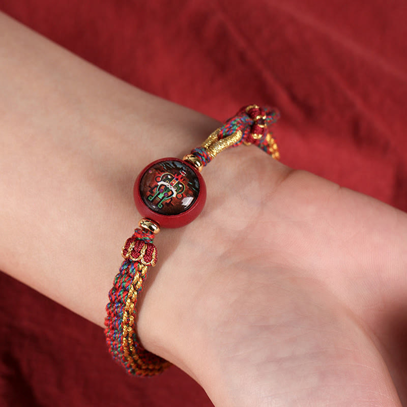 Mythstone Colorful Rope Cinnabar Thangka Blessing Braided Bracelet