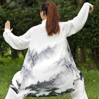 Conjunto de ropa unisex para práctica de 3 piezas de pintura de tinta, meditación, oración espiritual, tai chi, qigong