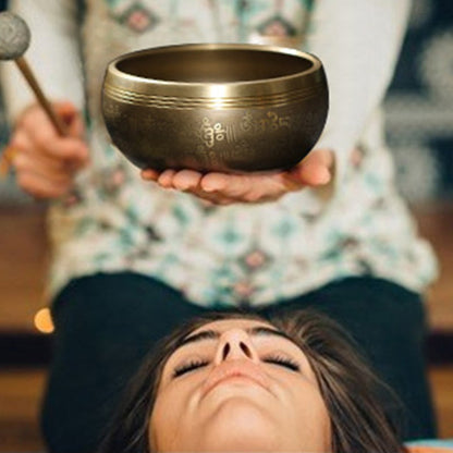 Mythstone Tibetan Meditation Sound Bowl Handcrafted for Healing and Mindfulness Singing Bowl Set