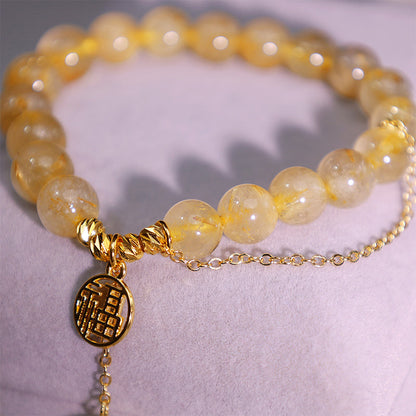 Mythstone Citrine Lucky Fu Character Happiness Bracelet