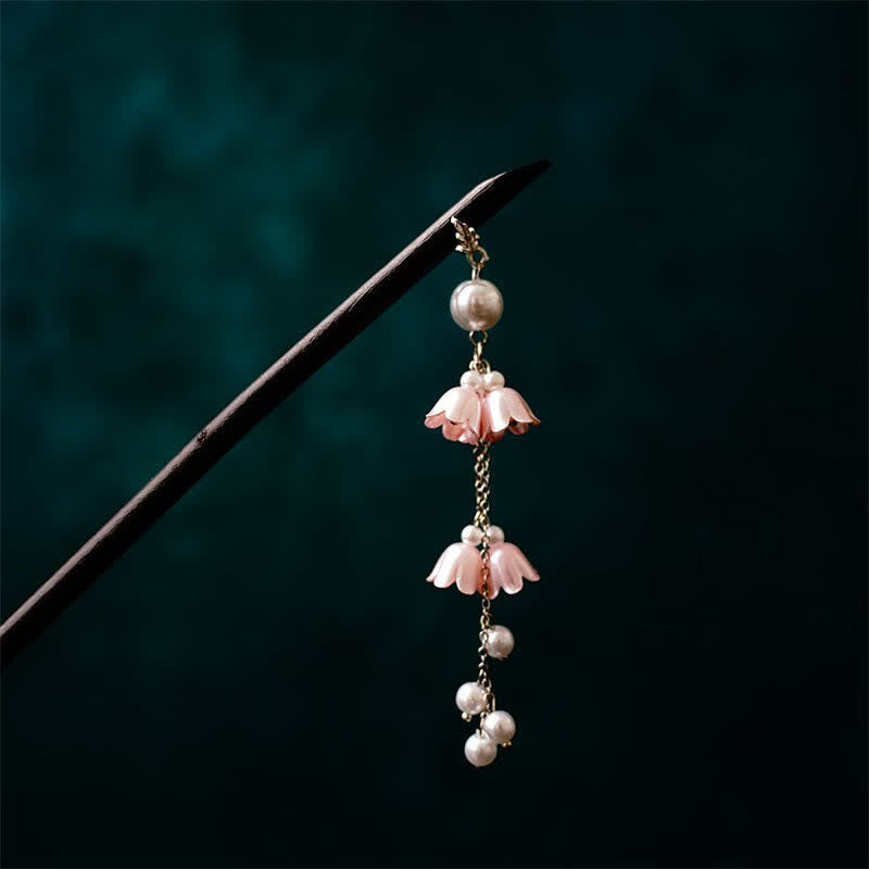 Mythstone Pearl Flower Leaf Butterfly Happiness Hairpin