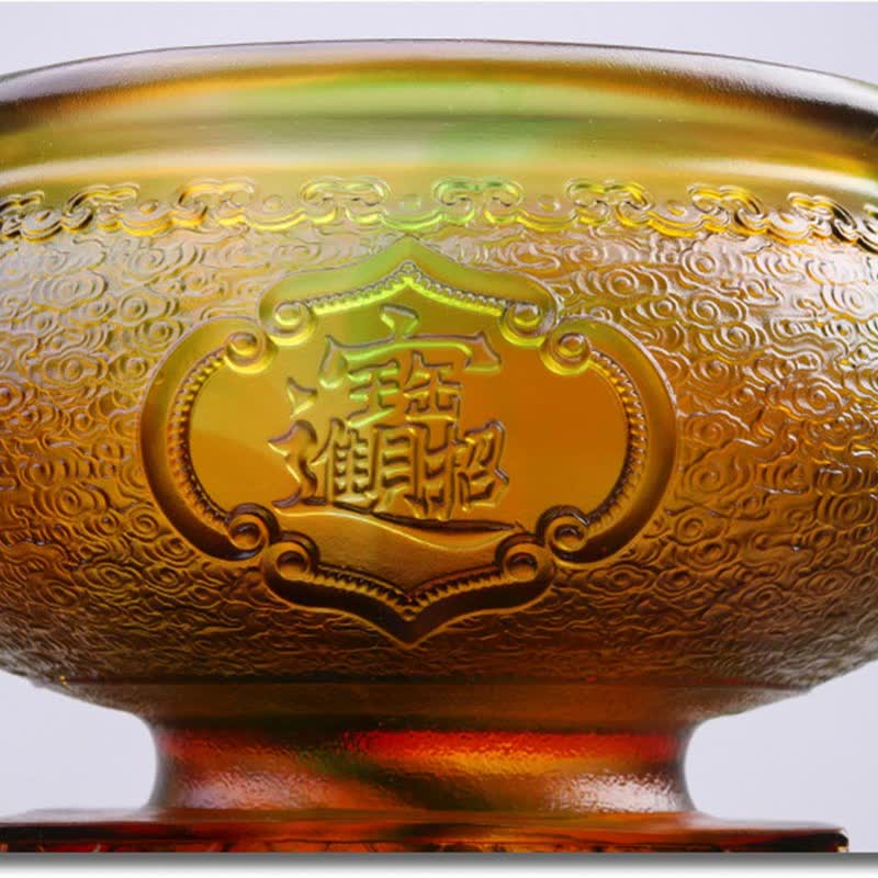 Mythstone Handmade Liuli Crystal PiXiu Treasure Bowl Art Piece Home Decoration