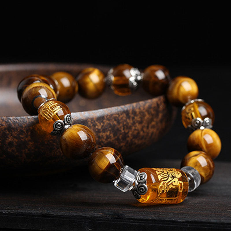 MythStone Tiger Eye Bead Fortune Prosperity Bracelet