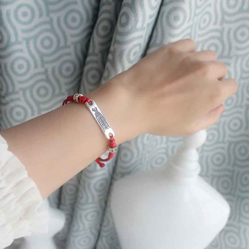 Mythstone 925 Sterling Silver Red String Luck Strength Braid Bracelet