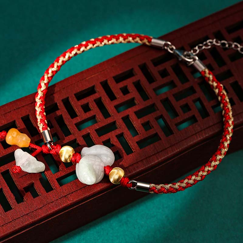 Pulsera de hilo rojo de jade y prosperidad del zodíaco chino Mythstone