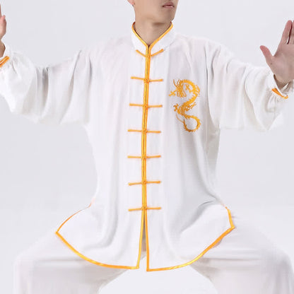 Mythstone Dragon Embroidered Qi Gong Zen Spiritual Practice Meditation Prayer Uniform Unisex Clothing Set