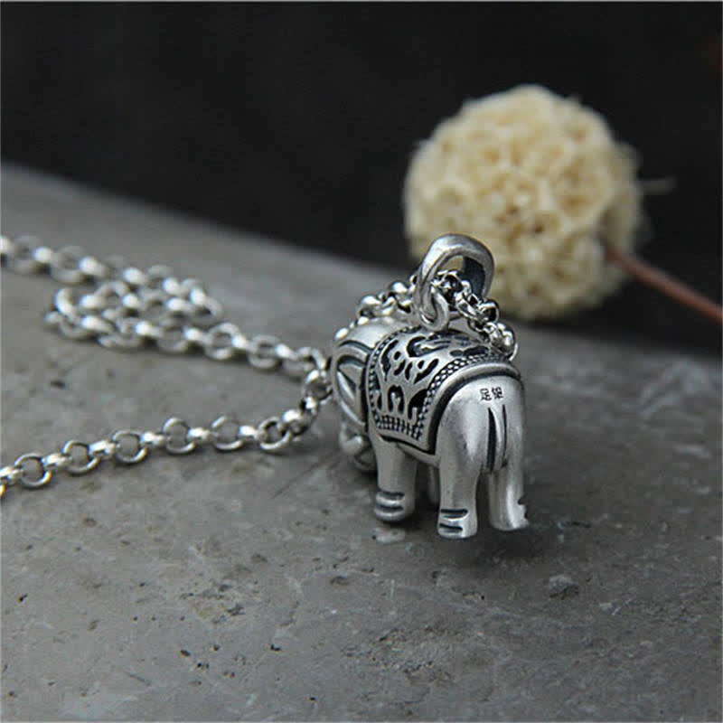 Mythstone 990 Sterling Silver Elephant Strength Necklace Pendant