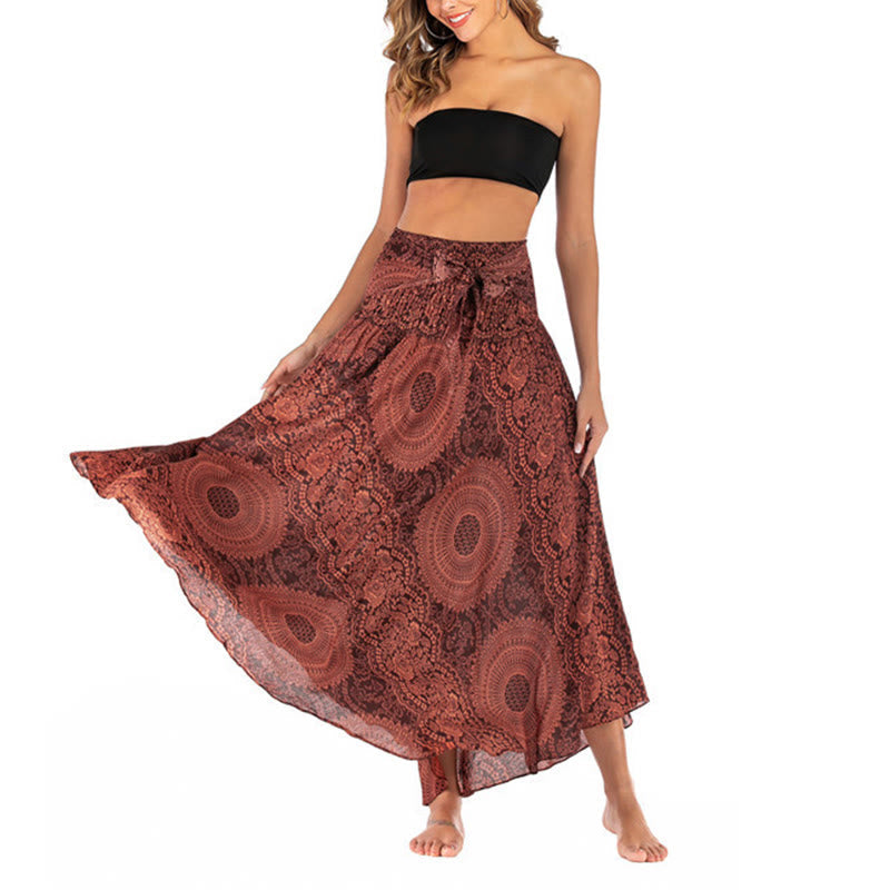 Mythstone Two Style Wear Boho Compass Rose Flower Skirt Dress