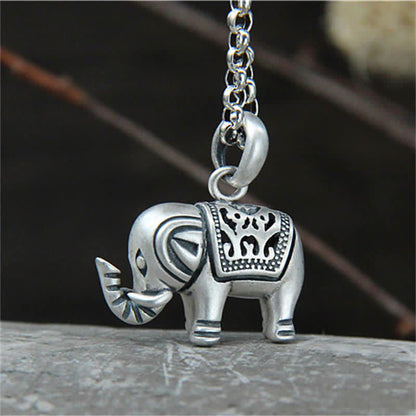 Mythstone 990 Sterling Silver Elephant Strength Necklace Pendant