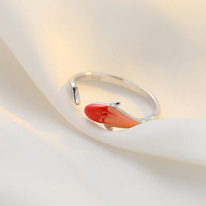 Anillo ajustable de cobre con diseño de pez koi y suerte Mythstone