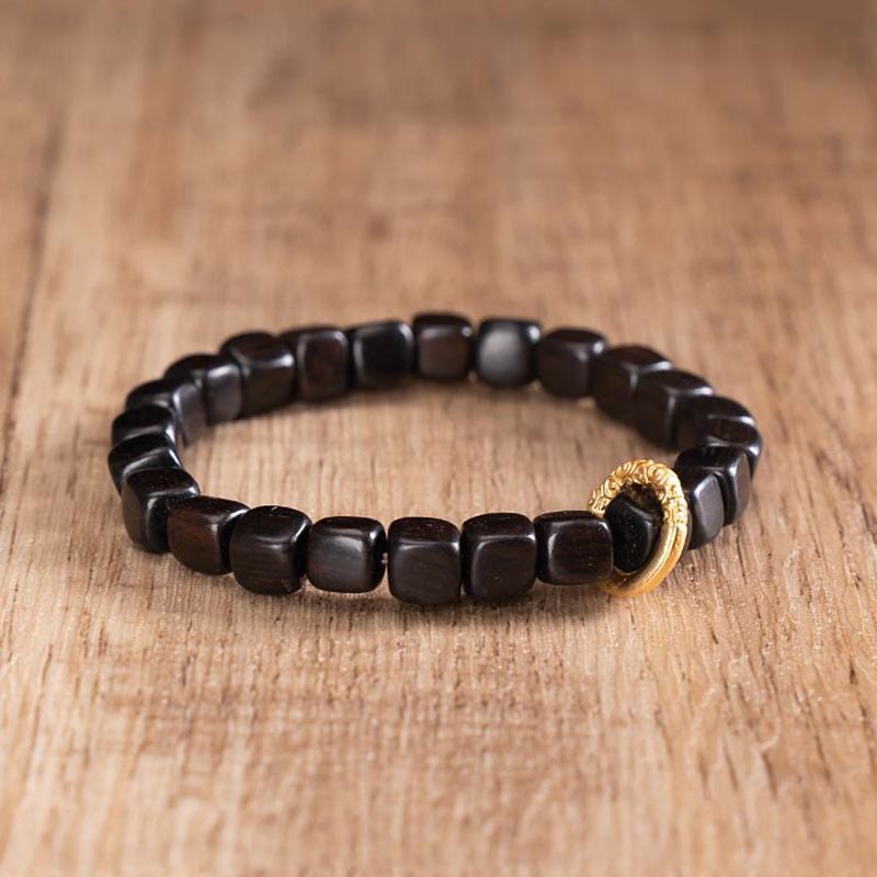 Mythstone Tibetan Ebony Wood Dzi Bead Balance Calm Bracelet