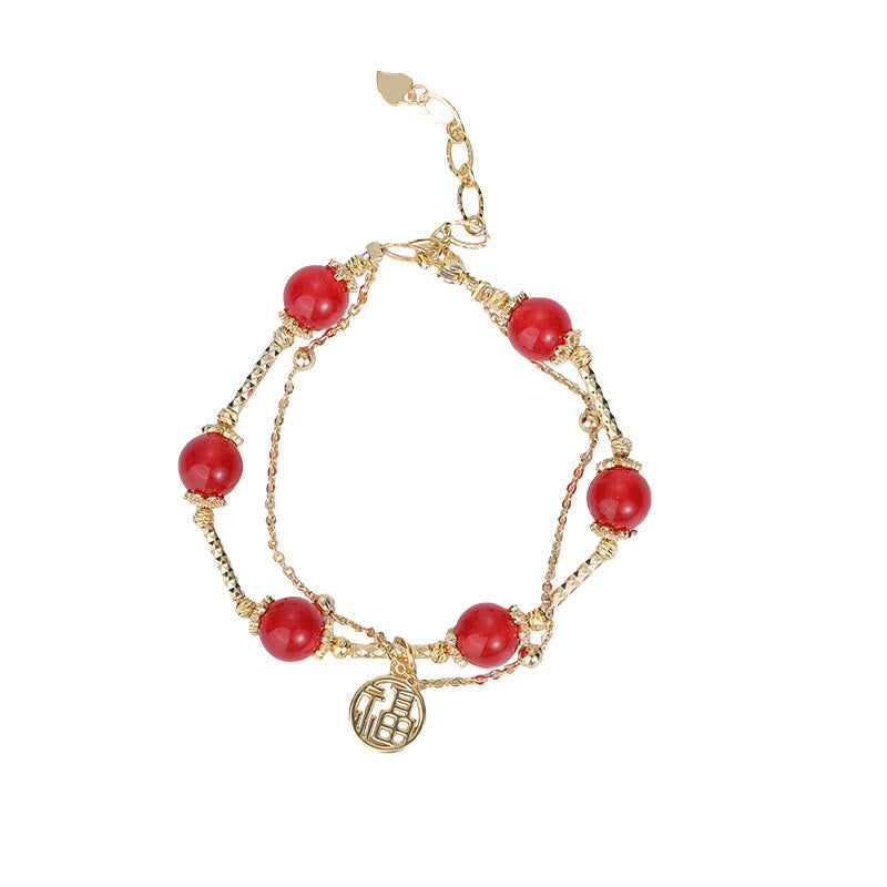 Pulsera de autoaceptación con dije de personaje Fu de ágata roja de Mythstone 