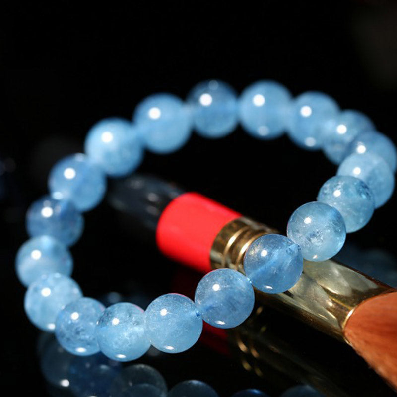 Mythstone Aquamarine Beads Peace Healing Bracelet