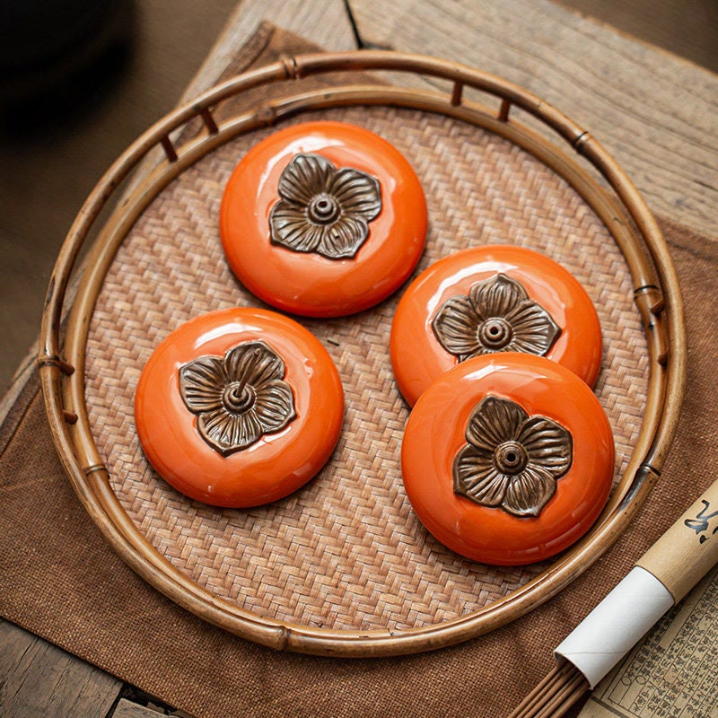 Mythstone Persimmon Ceramic Meditation Healing Incense Burner Incense Holders